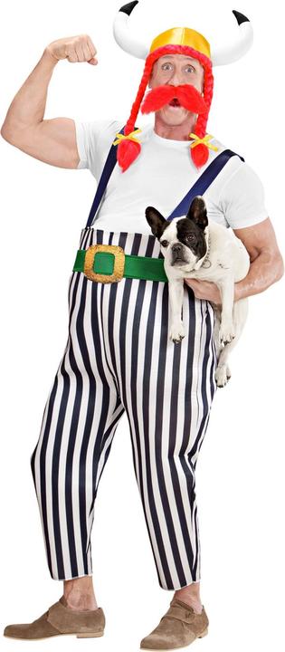 Actual product image Widmann Obelix the Gaul men's costume with maxi trousers with braces, belt, helmet with braids, moustache (XL)