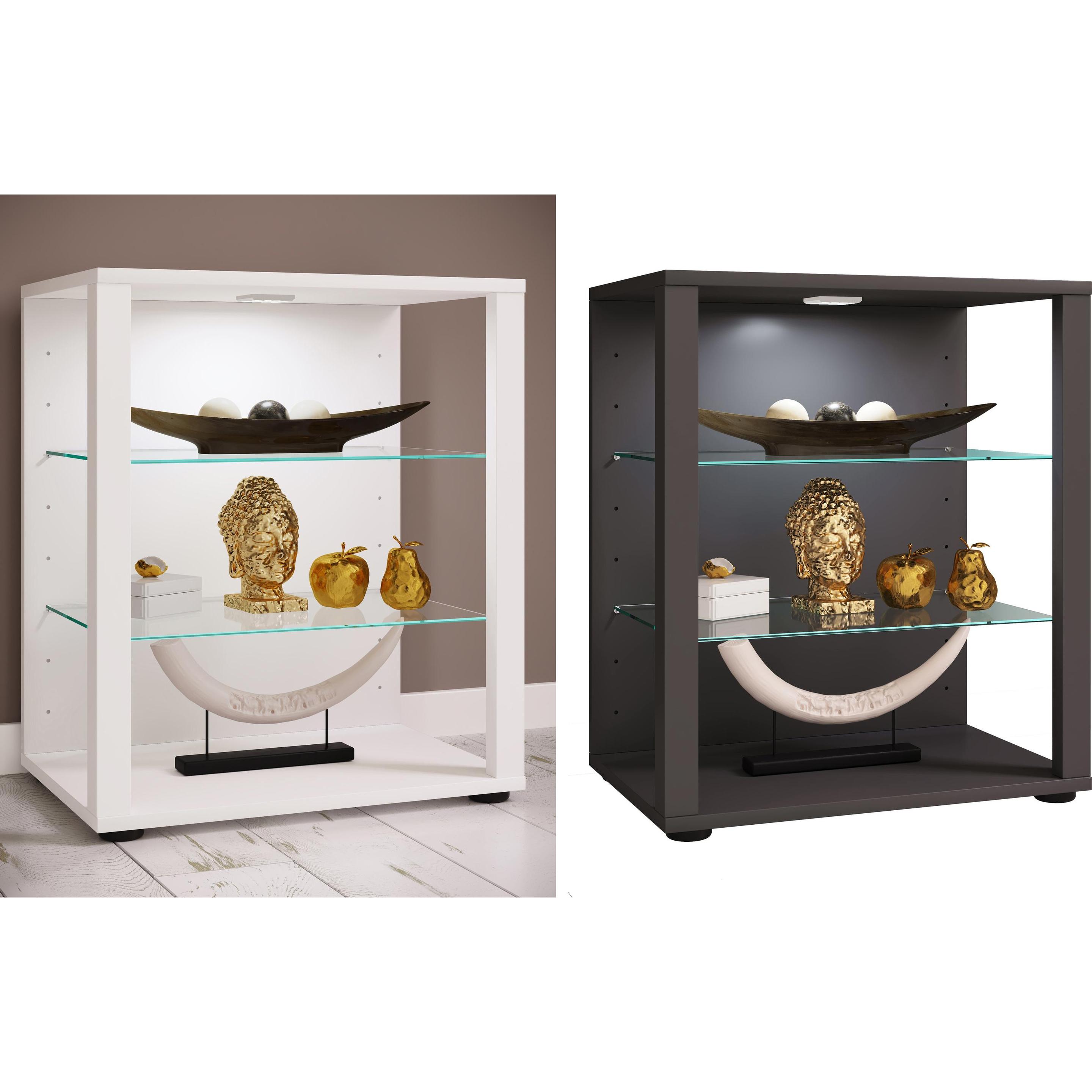 VCM, Vitrine + Buffetschrank, Holz Glas Vitrine Sammelvitrine Glasvitrine Schaukasten Standvitrine Glasol S (52 x 35 x 6...