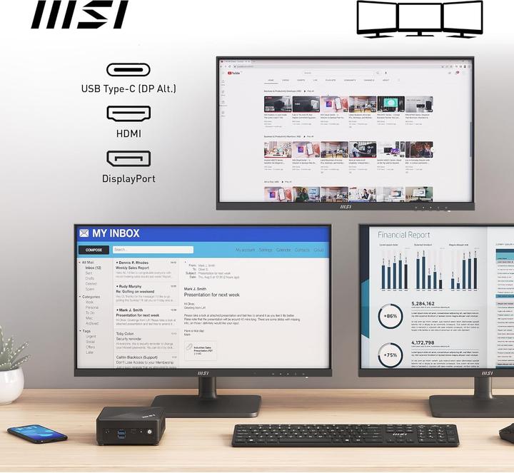Actual product image MSI Intel Pentium N200 Mini PC with 4GB DDR4, 128GB SSD, Windows 11 Pro, Fanless Design (128 GB, 4 GB, Intel Pentium Dual Core)