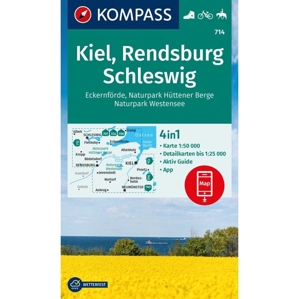 Wanderkarte 714 Kiel, Rendsburg, Schleswig 1:50.000, Landkarte