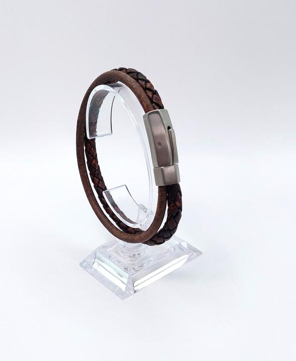 Produktbild Thomss Lederarmband No.24 Unisex Leder Braun & Edelstahlverschluss Umfang 22.3cm (22.30 cm, Edelstahl, 100% Leder)