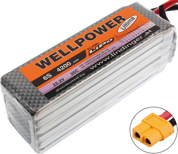 Wellpower LIPO AKKU ULTIMA 4200 MAH / 22,2 VOLT 6S 35/70C CH5/8 xt-60 (22.20 V, 4200 mAh)