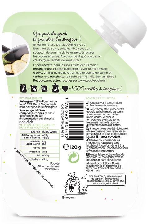 Produktbild Popote Quetschie Aubergine BIO (120 g)