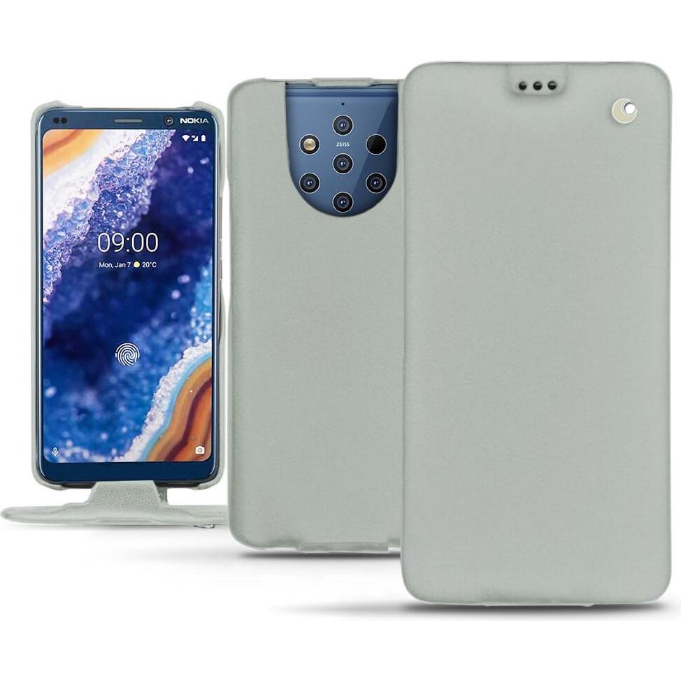 Noreve Lederschutzhülle vertikal (Nokia 9 PureView), Smartphone Hülle, Grau