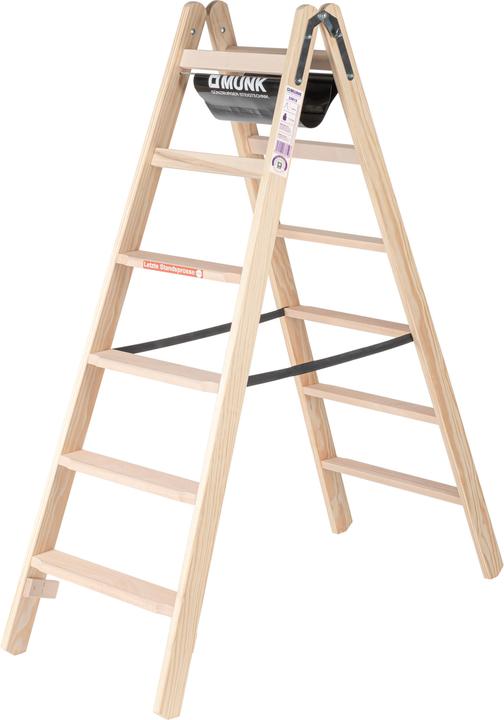 Produktbild Munk Stufen-Stehleiter Holz beidseitig begehbar 2x6 Stufen (Stehleiter, 163 cm)