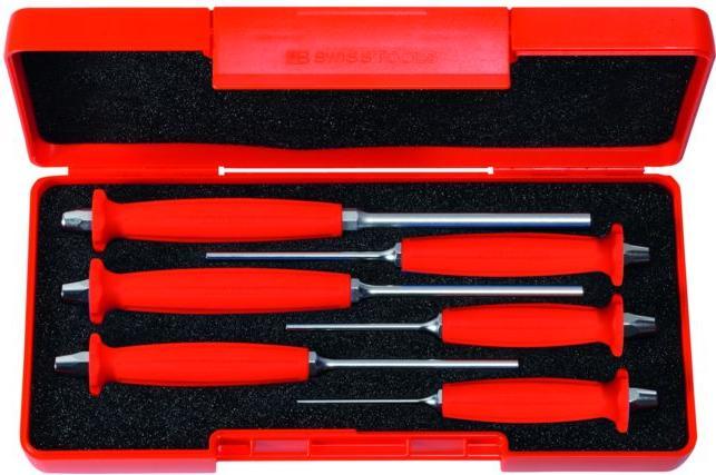 PB Swiss Tools Splintentreiber-Satz, mit Handgriff, in ABS-Kunststoffbox, 6-teilig