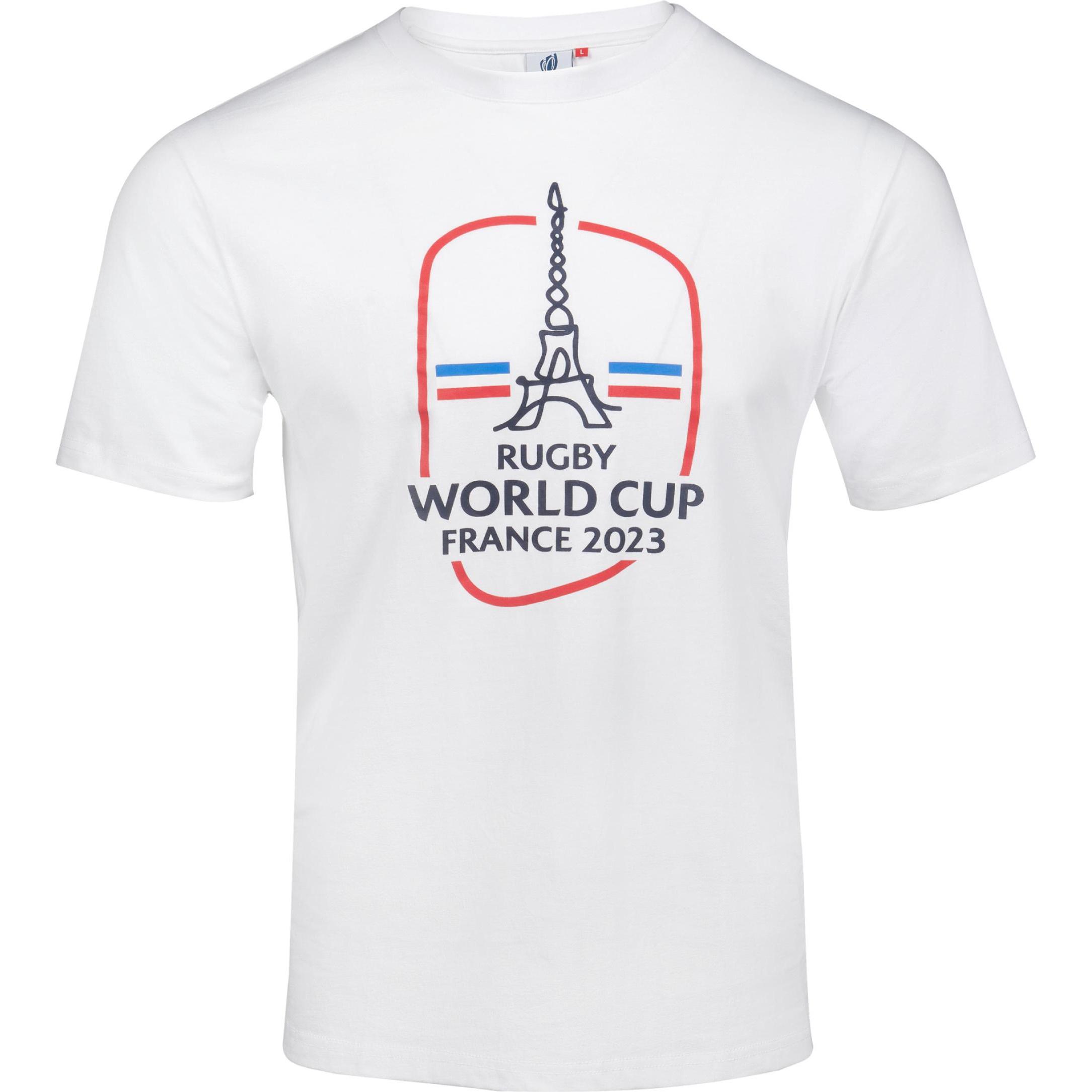 Sportfolio, Herren, Sportshirt, t-hirt rugby weltmeiterchaft von frankreich 2023 eiffelturm (S), Weiss, S