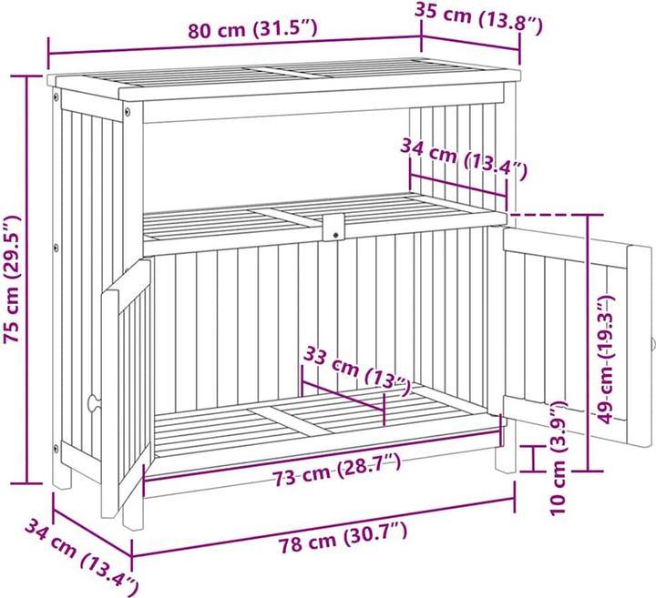 Produktbild vidaXL Garten Konsolentisch (80 x 35 x 75 cm)