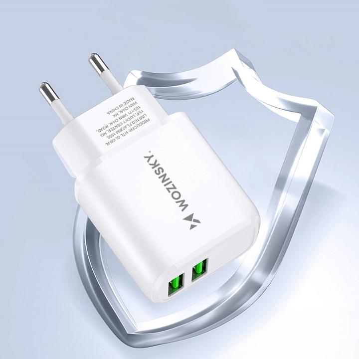 Actual product image Wozinsky CUWCW 2.4A 2 x USB-A wall charger - white (30 W, 2 ports)