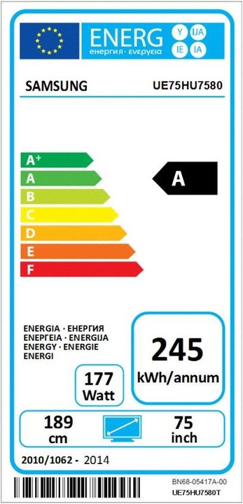 Energie-Label Samsung Ue75hu7580 (75", 4K)