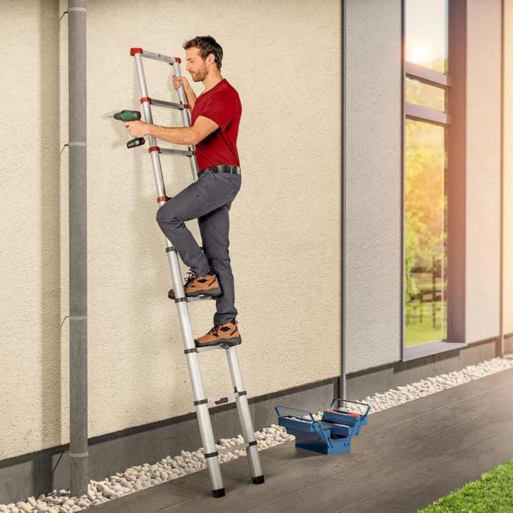 Image du produit Hailo FlexLine, échelle télescopique de sécurité en aluminium, 13nombre de barreaux (Échelle simple, 380 cm)