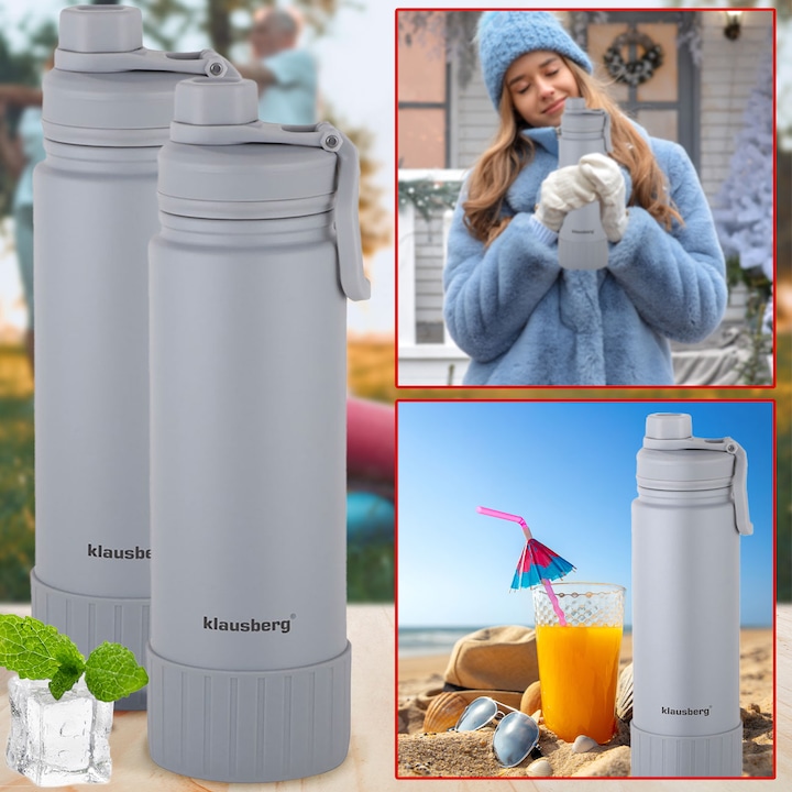 Produktbild Klausberg 2er-Set Doppelwandiger Thermobecher, 720ml, grau (0.72 l)