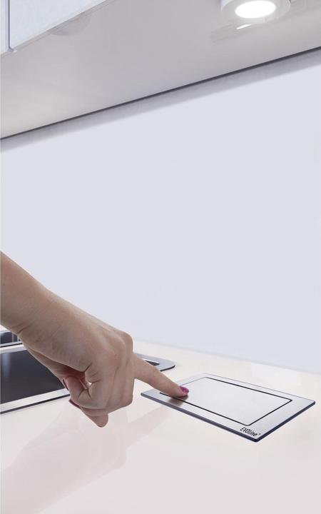 Actual product image Evoline Backflip retractable socket outlet 2gang with USB-C charger, matt white glass