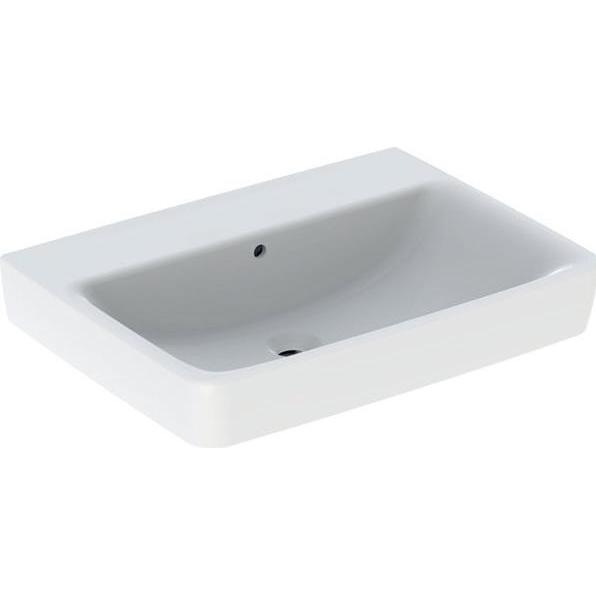 Geberit, Waschbecken, Renova Plan, Waschtisch, 65x48 cm, ohne Hahnloch, mit Überlauf, 501642 (180 mm, 650 mm)