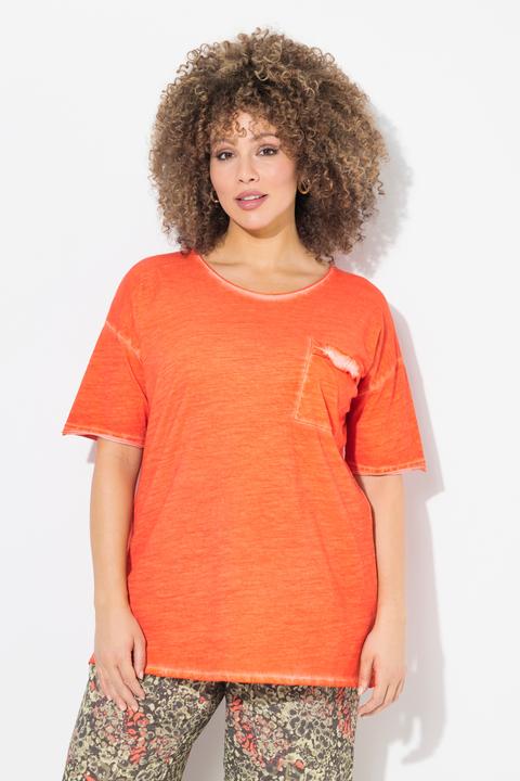 Produktbild Ulla Popken T-Shirt, oversized, Rüschen-Brusttasche, Halbarm (58)