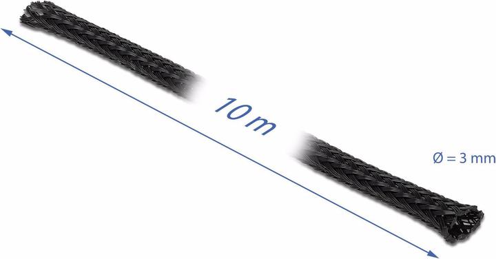 Productafbeelding Delock Gevlochten kabeldoorvoer, 10mx3mm, sw (Kabeldoorvoer, 1000 cm)