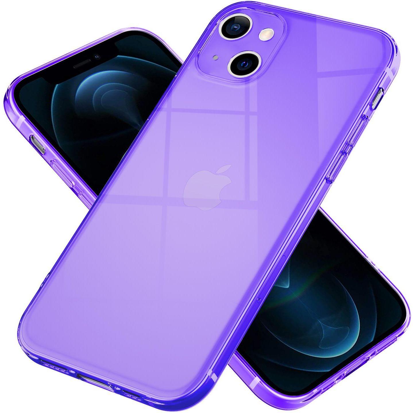 Nalia Klar Transparente Neon Silikon Hülle (Apple iPhone 13), Smartphone Hülle, Violett