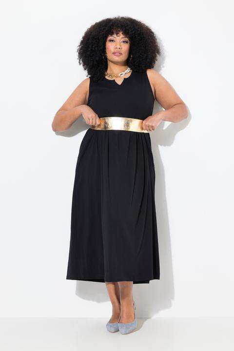 Produktbild Ulla Popken Jerseykleid, A-Linie, Tunika-Ausschnitt, ärmellos (54)