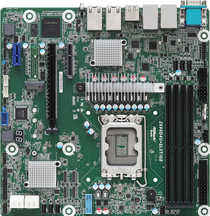 Actual product image AsRock Mainboard Z690D4U-2L2T/G5 micro-ATX Socket 1700 DDR5-only Single (LGA 1700, Intel Z690H, mATX)