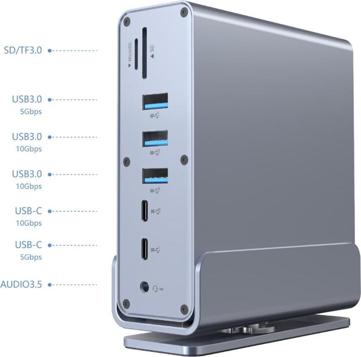 Gembird Dock station Dokstacija USB Type-CF 15-in-1 multi-port adapter (USB-C, 15 porte)