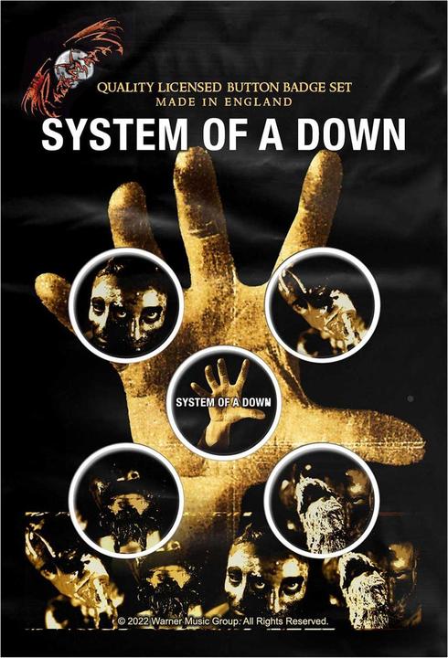 System Of A Down Hand Abzeichen 5erPack Kunststoff Metall