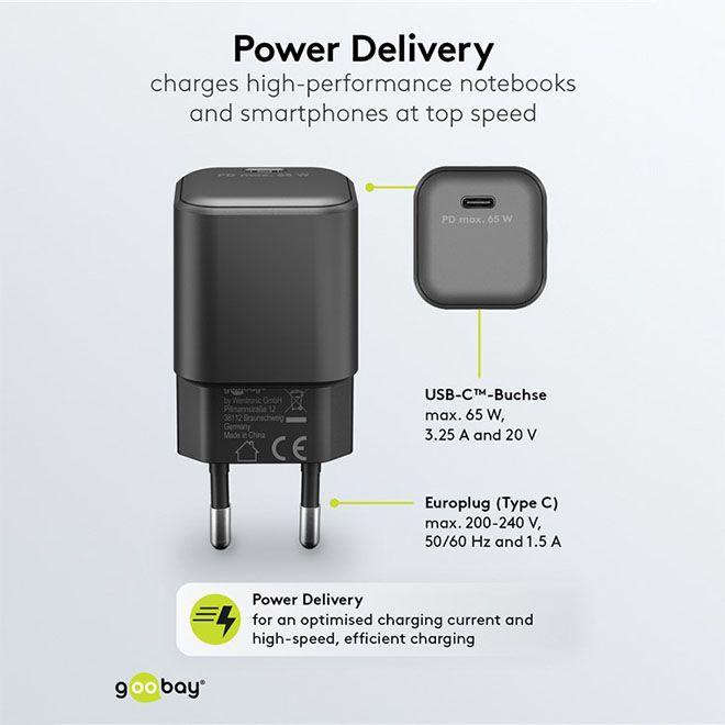 Image du produit Goobay Chargeur Rapide USB-C Nano avec technologie GaN (65 W)
