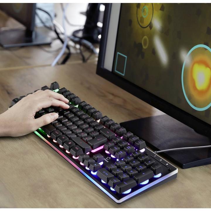Actual product image Renkforce RF-GMK-150 USB Gaming Keyboard Backlit German, QWERTZ, Windows® Black (DE, Cable)