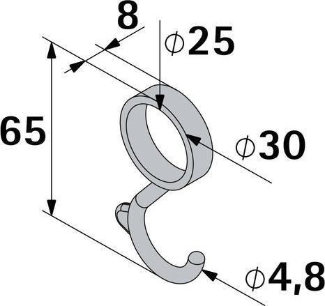 Actual product image Hettich Schrankrohr-Haken, für Rundrohr Ø 25 mm