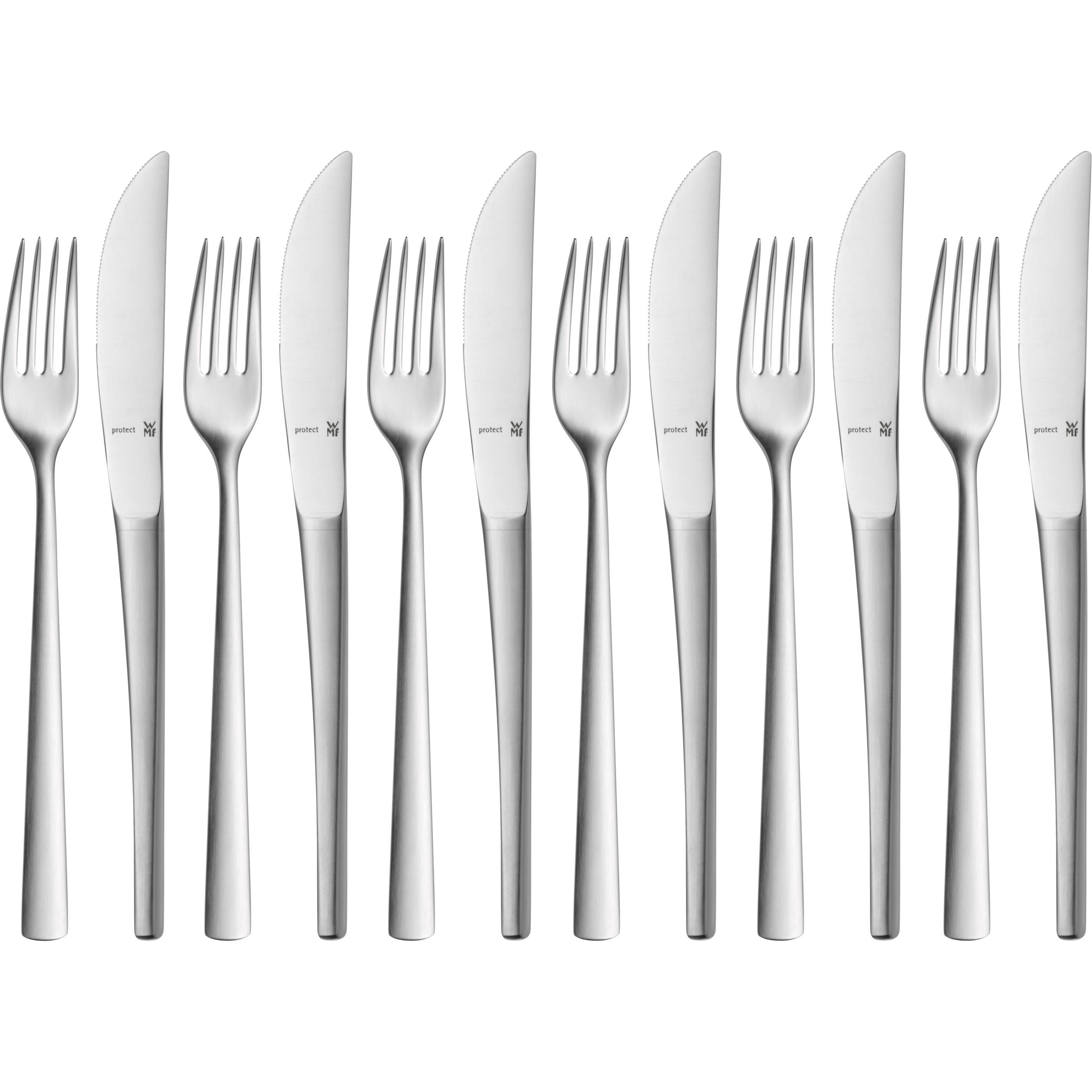 WMF Dessertbesteck 12teilig 6 Personen Corvo Edelstahl mattiert kratzbeständig (12 Stück, Besteck Set) (11.5856.6330)