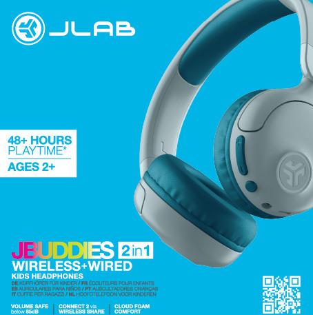 Actual product image JLab Audio JBuddies Pop Wireless On-Ear Teal