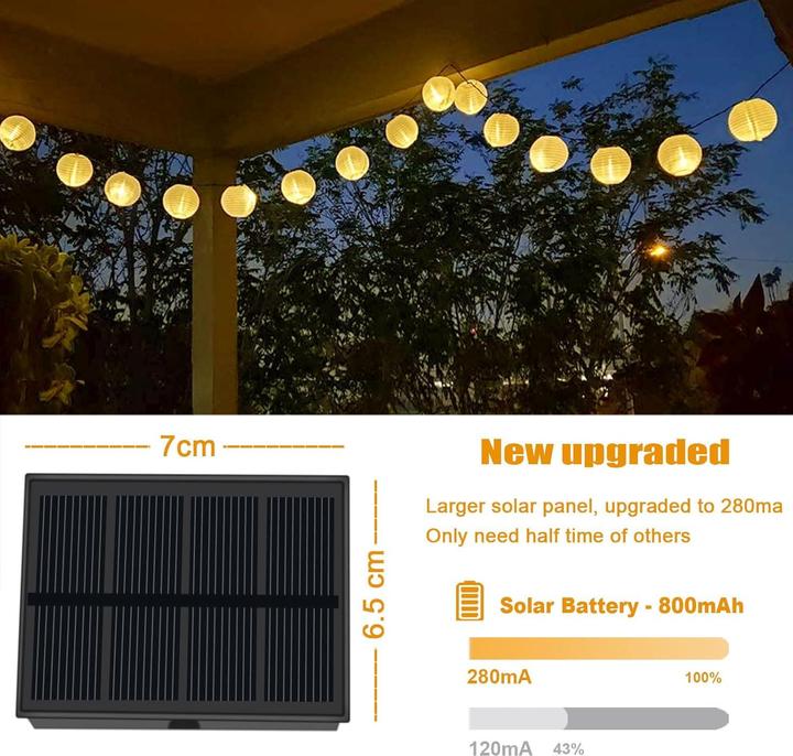 Actual product image Bowfar Solar-Lichterkette mit Lampions (30 LEDs) (8 m)