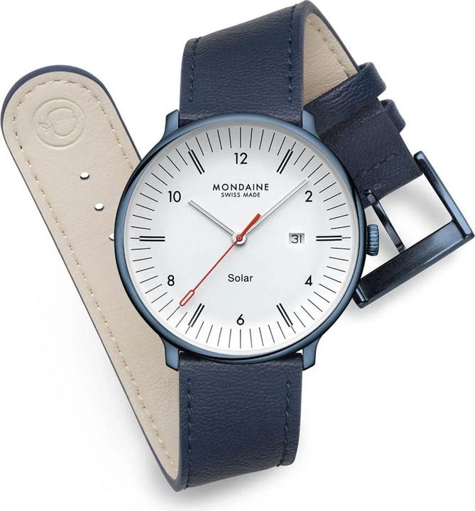 Actual product image Mondaine MLE.41910.LQV Men's watch Doppio Solar 41mm (Swiss made, Analogue wristwatch, 41 mm)