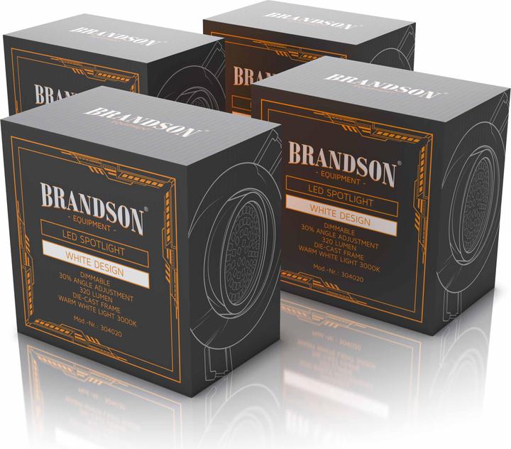 Produktbild Brandson 4x LED-Deckenstrahler, schwenkbar, warmweiss 3000K, Einbaustrahler 5W, Einbaulicht (320 lm)