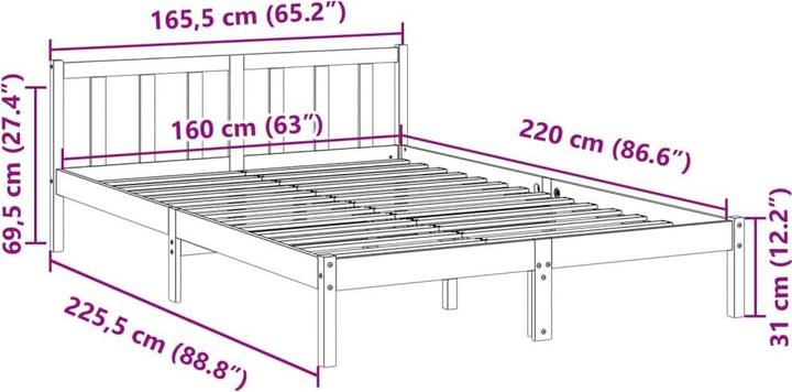Produktbild vidaXL Bettgestell (160 x 220 cm)