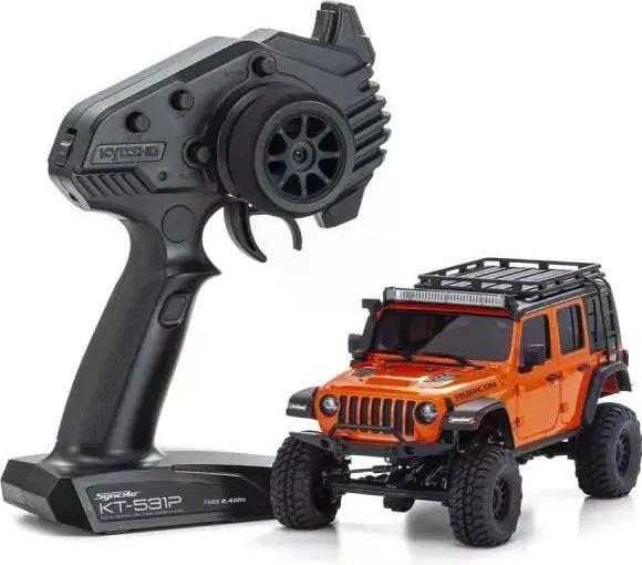 Image du produit Kyosho Scale Crawler Mini-Z Jeep Wrangler Rubicon Orange 1:24 ARTR (Presque prêt à être conduite)