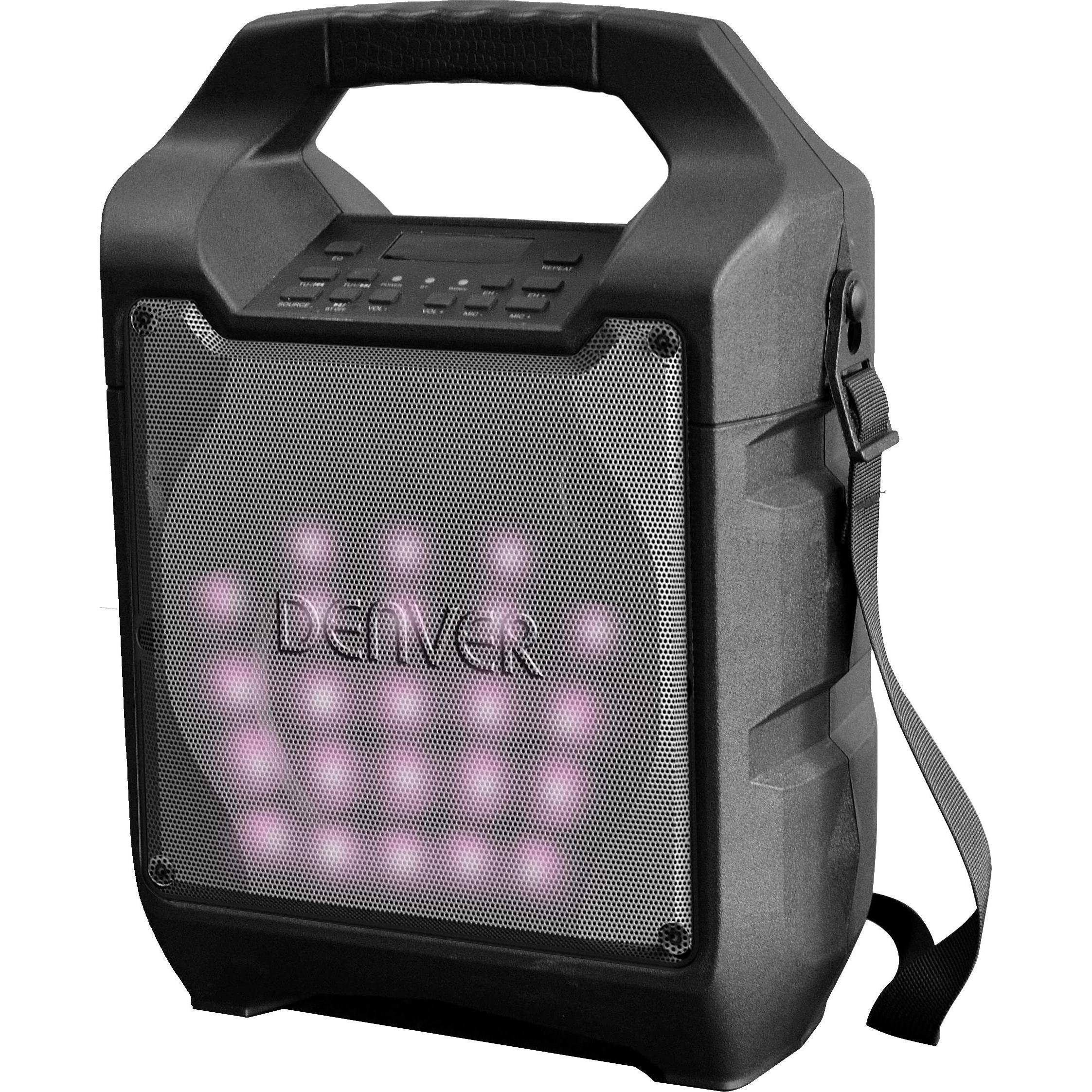 Denver TSP205 Partylautsprecher (Akkubetrieb), Bluetooth Lautsprecher, Schwarz