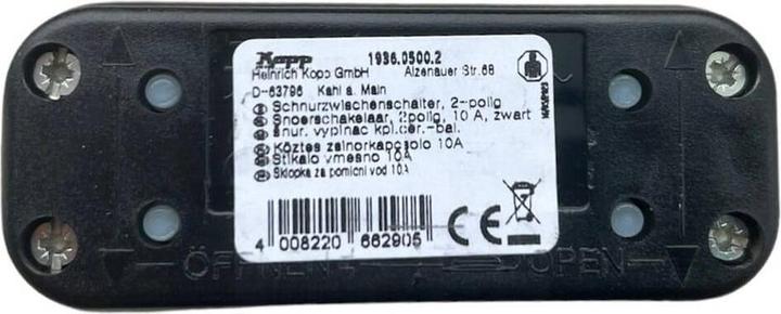 Actual product image Kopp Cord switch 2-pole with rocker 250Volt black