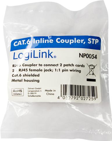 Actual product image LogiLink Patch cable connector (UTP, CAT6, 0.10 m)