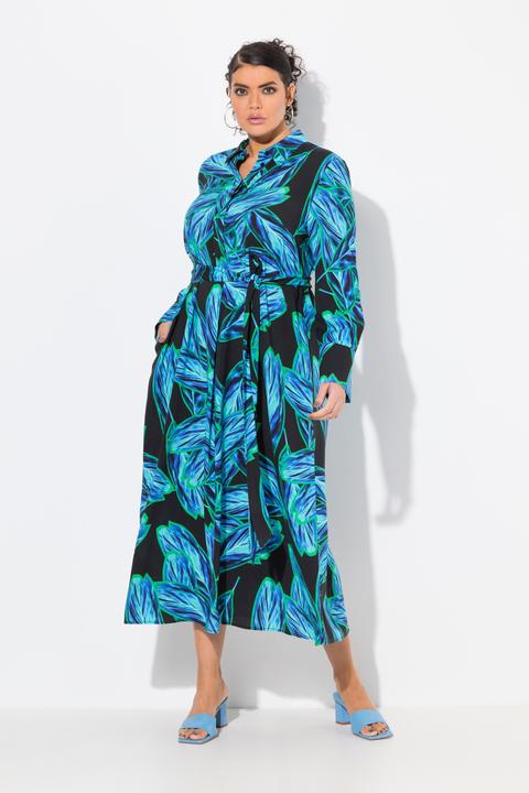 Actual product image Ulla Popken Leaf Print Button Down Dress (54)