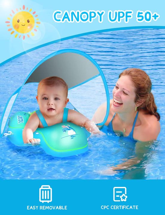 Actual product image Activity Board Baby Float Ring with Removable Sun Canopy, Baby Float Inflatable Float Ring Baby for Baby from