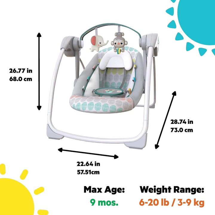 Immagine prodotto Bright Starts Altalena portatile - Elefante e scimmia