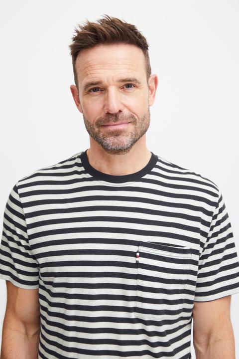 Actual product image FQ1924 FQTom SS stripe linnen blend tee 21900649 (L)