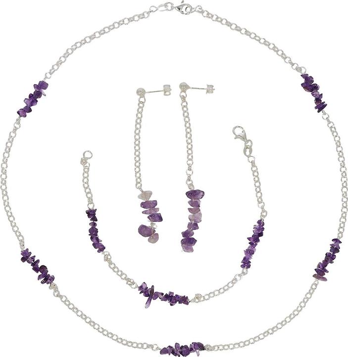 Produktbild Xen Set mit Kette, Armband und Ohrstecker Amethyst XSET122 (925 Sterling Silber, 45 cm)