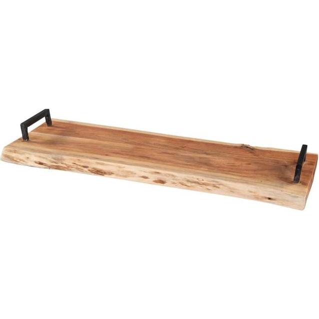 MICA Living, Tablett, Deko-Holzbrett - braun - mit Griffen - ca. 55 x 20 x 5 cm