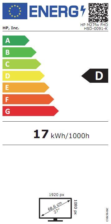 Etichetta energetica HP M27fw (1920 x 1080 pixel, 27")