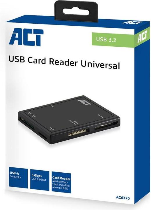 Produktbild USB 3.2 card reader, SD/micro SD/SDHC, black (USB)
