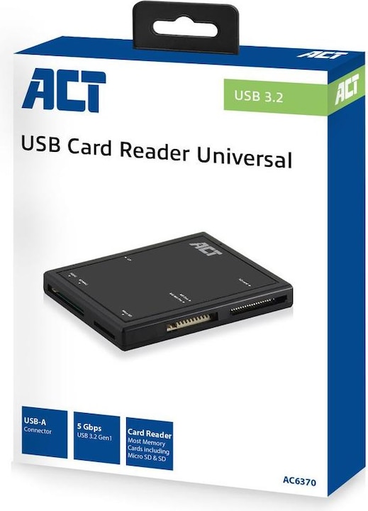 Produktbild USB 3.2 card reader, SD/micro SD/SDHC, black (USB)