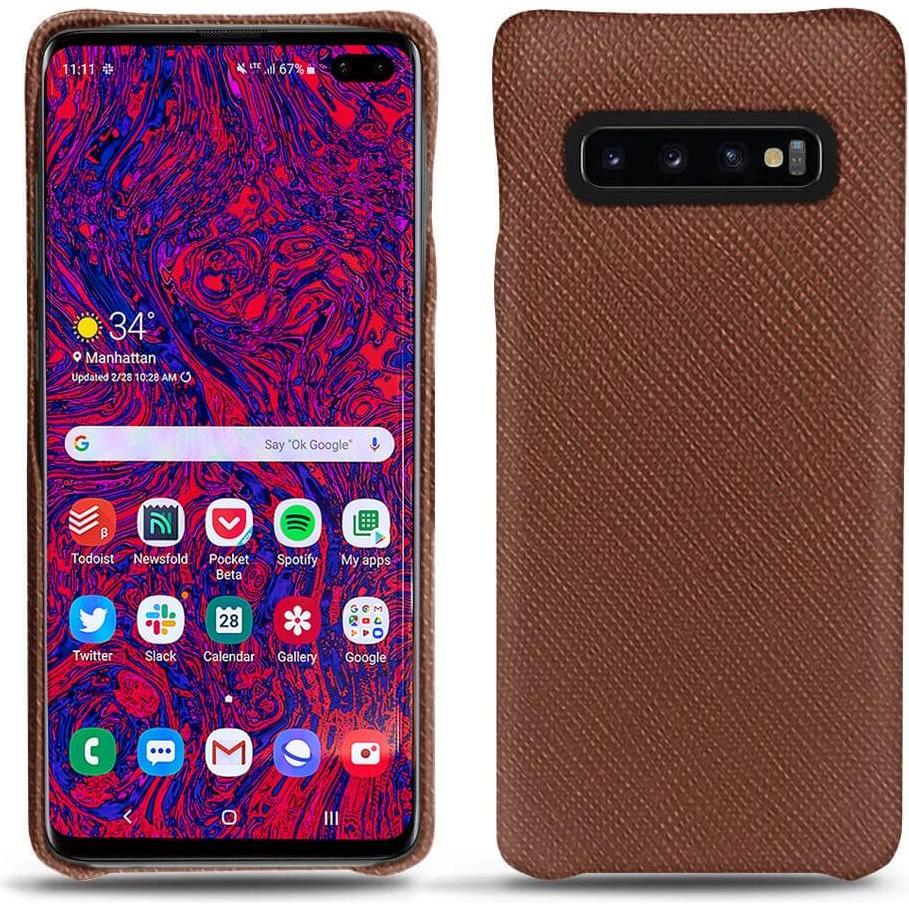 Noreve Lederschutzhülle (Samsung Galaxy S10 5G), Smartphone Hülle, Braun