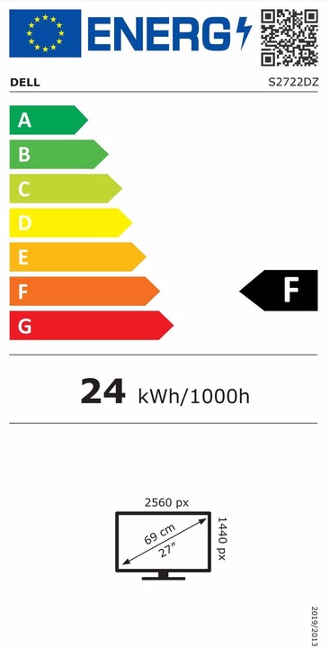 Energy Label Dell S2722DZ (2560 x 1440 pixels, 27")