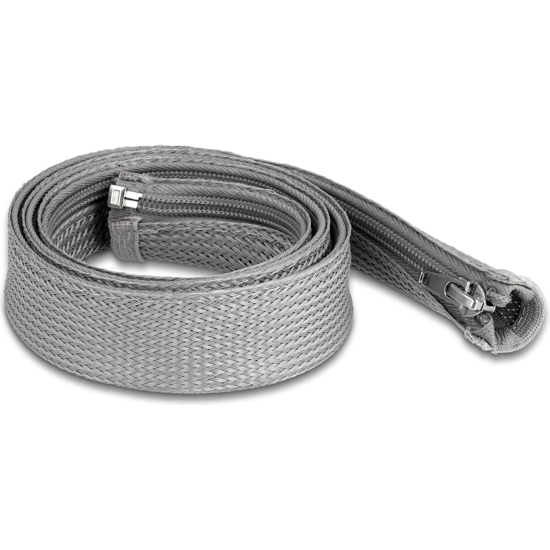 Delock, Kabelschutz + Kabelführung, Geflechtschlauch mit Reissverschluss hitzebeständig 1 m x 30 mm grau (Kabelschlauch,...
